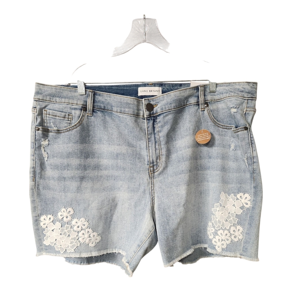 Lane Bryant Light Blue Jean Shorts with White Floral Embroidery - Picture 4 of 10